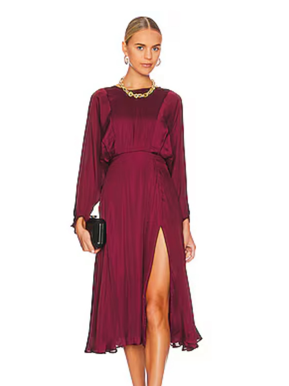 ASTR THE LABEL Marin Midi Dress in Wine size Small